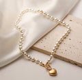 PEARL W/ HEART GOLD NECKLACE
